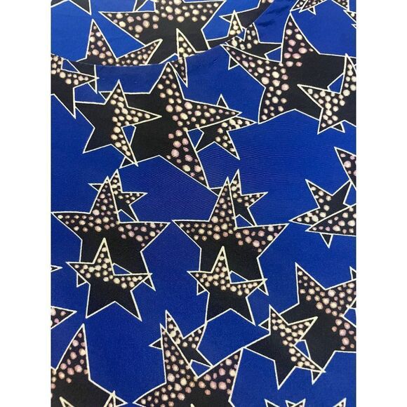 Diane Von Furstenberg DVF 100% silk Blue Star Print Blouse Size 4 - Picture 5 of 6